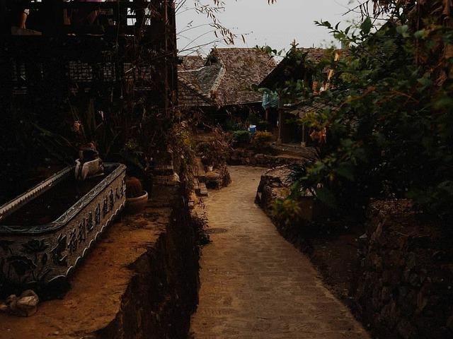 a dimmed image of an old town in china