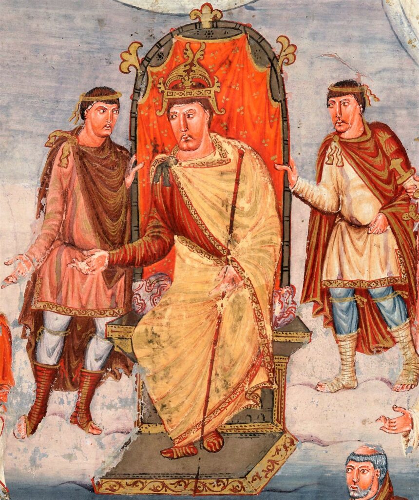 a painting of Charles the Bald as depicted in the Vivian Bible