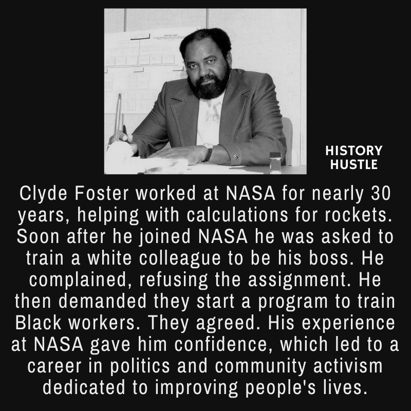 picture of Clyde Foster with write up about NASA, as part of Black history facts