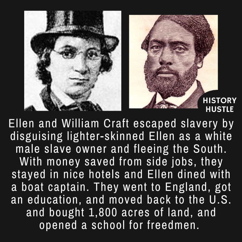 pictures of Ellen and William Craft with write up about their escape from slavery, in representation of Black History facts