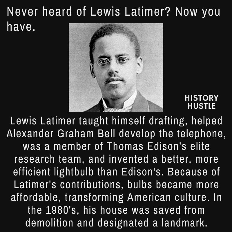 picture of Lewis Latimer with write up about his bulb invention