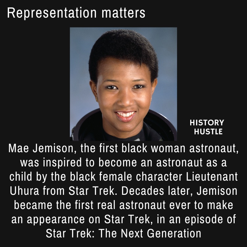 picture of Mae Jemison, and write up about star trek fact