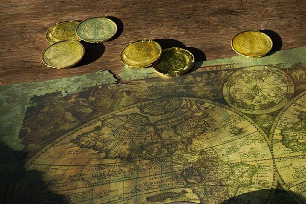 gold coins and map, Sam Bellamy is believed to have amassed the biggest fortune of among any pirate.