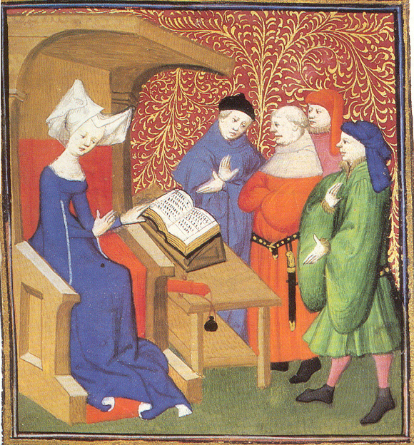 Christine de Pizan giving a lecture