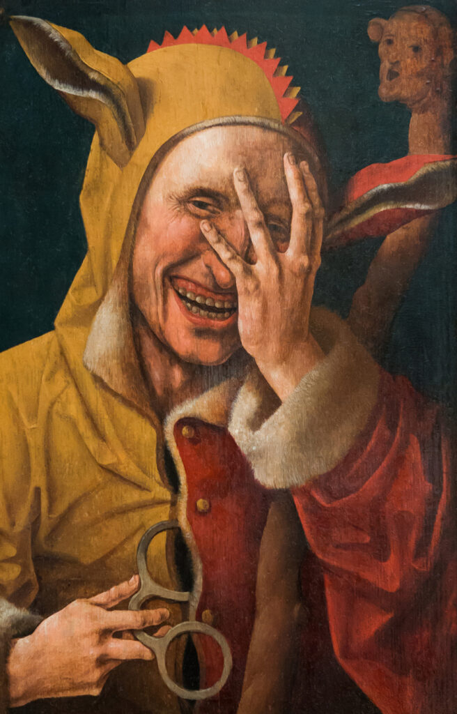 a painting of a court jester like Roland the Farter