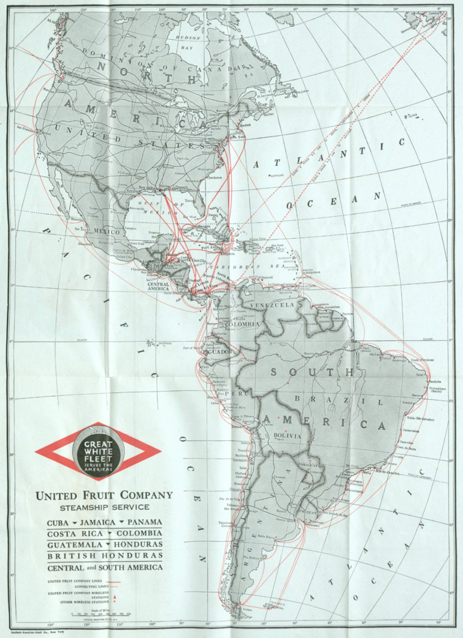 Map of United Fruit Company Steam Ship Routes