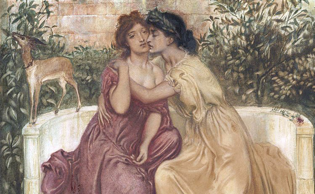 Sappho and Erinna in a Garden at Mytilene, one of LGBTQ couples in ancient history