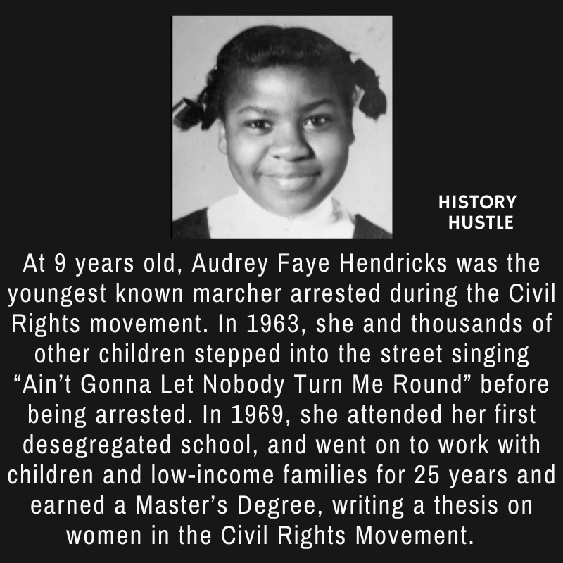 image of Audrey Faye Hendricks, with history facts about her