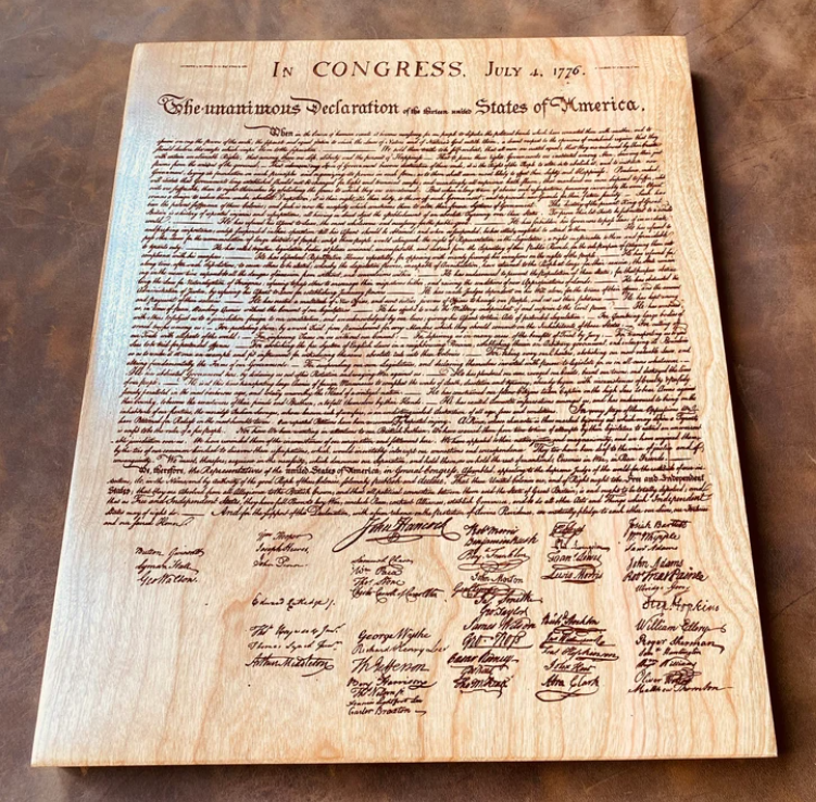 engraved declaration of independence